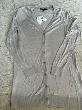 NWT Banana Republic Light Gray Long Button Cardigan Sz XS